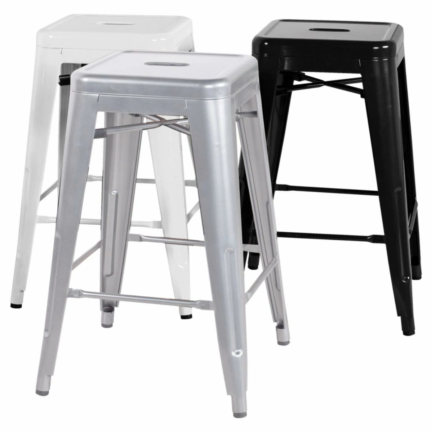 Discount 🤩 Bar Height Chairs Chintaly Tremont 30 In. Galvanized Steel Backless Bar Stools - Set Of 4 ✨ 4 Discount 🤩 Bar Height Chairs Chintaly Tremont 30 In. Galvanized Steel Backless Bar Stools - Set Of 4 ✨ - Image 4