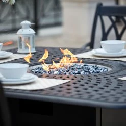 Buy 🤩 Patio Dining Sets Darlee Capri 9 Piece Aluminum Square Fire Pit Patio Dining Set ✨ -Hammocks store detail2ELIT674