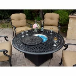 Deals 🎁 Conversation Sets Darlee Santa Monica 5 Piece Swivel Chair Propane Fire Pit Conversation Set 🎉 -Hammocks store detail2ELIT811