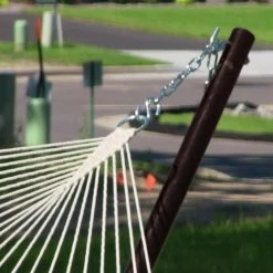 Brand new 👍 Sunnydaze Decor 11 Ft. Sunnydaze Cotton Double Wide Rope Double Hammock With Wooden Spreader Bar And Metal Stand ❤️ -Hammocks store detail2NETH040