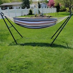 Best deal 🔔 Fabric Sunnydaze Decor Brazilian Hammock With Universal Steel Stand 👏 -Hammocks store detail2NETH485