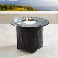 Buy 🔔 Conversation Sets Oakland Living Finland Romero Aluminum 5 Piece Propane Fire Pit Chat Set 🔔 -Hammocks store detail2OL1083