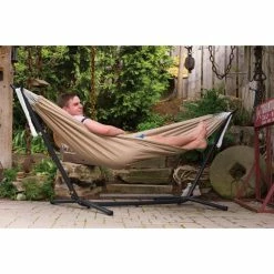 Wholesale 👍 Quilted Vivere Hammocks Dupione Sand Sunbrella Fabric Single Hammock And Stand Set 🎉 -Hammocks store detail2VIV011