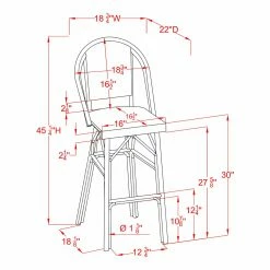 Top 10 🎉 Bar Height Chairs Furniture Of America Tinley Striped Aluminum Outdoor 30 In. Bar Chair - Set Of 2 - Black 🎁 -Hammocks store detail3ENLB5375