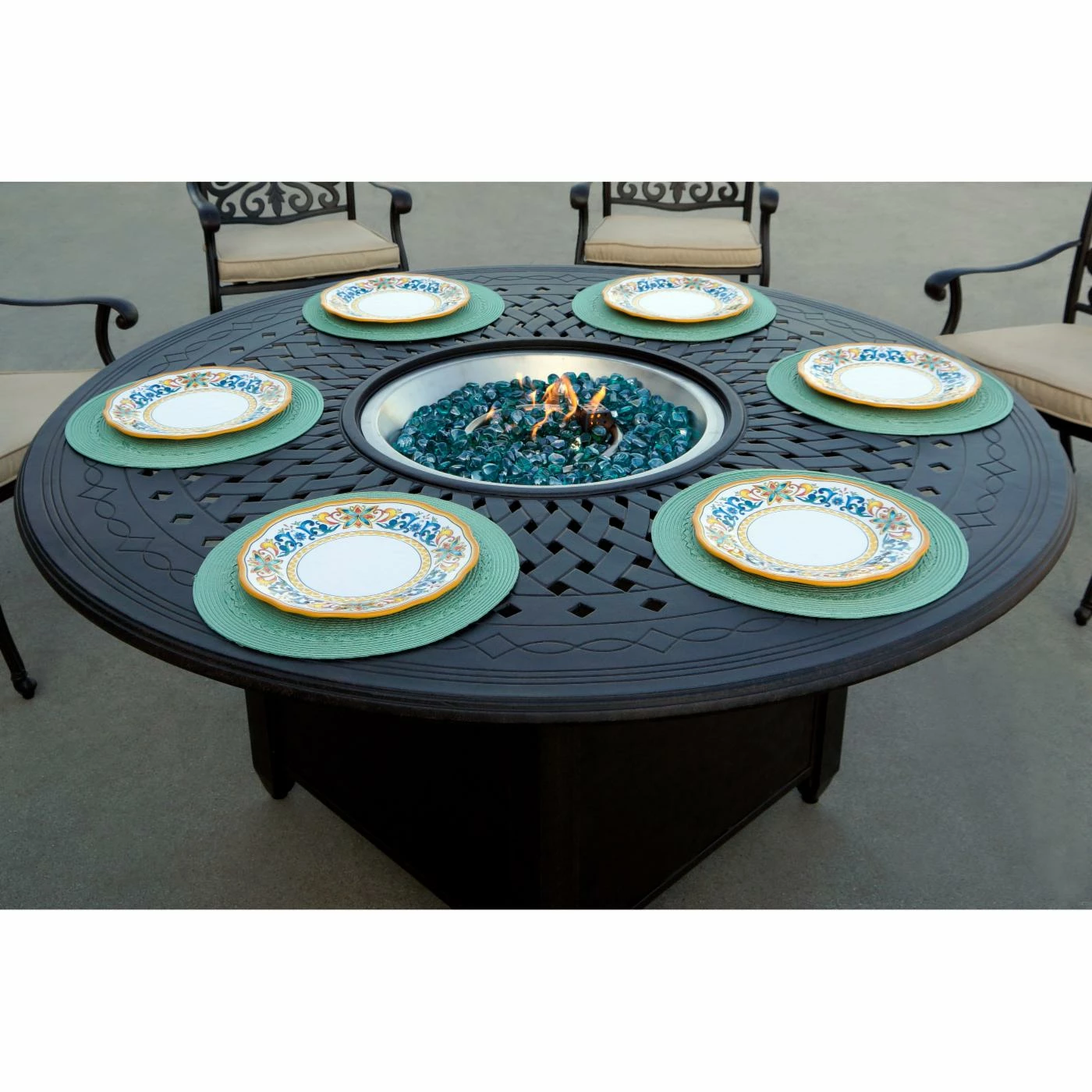 Wholesale ๐ Patio Dining Sets AC Home Brooklyn Cast Aluminum 7 Piece Fire Pit Table Patio Dining Set โจ 7 Wholesale ๐ Patio Dining Sets AC Home Brooklyn Cast Aluminum 7 Piece Fire Pit Table Patio Dining Set โจ - Image 7