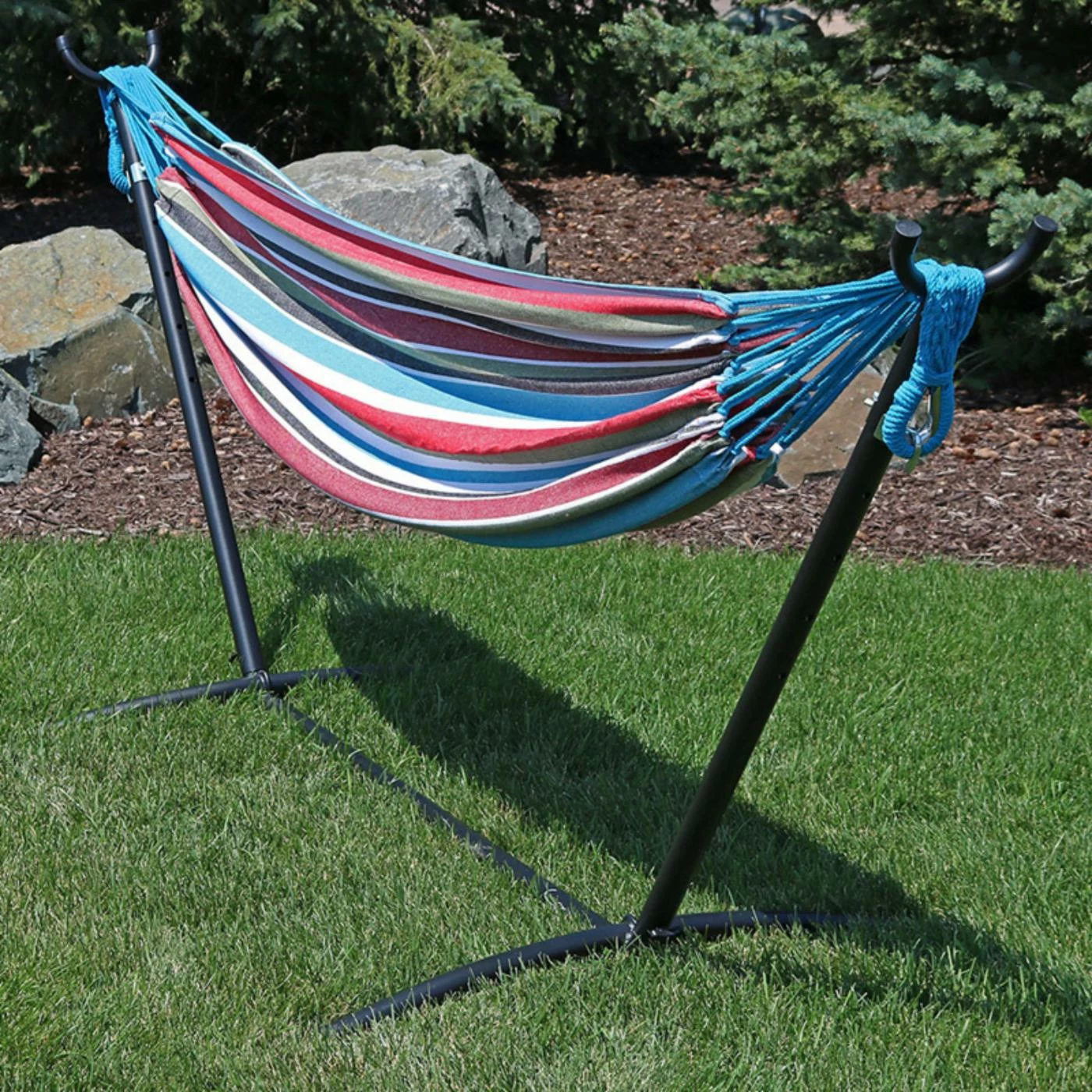 New ๐ Fabric Sunnydaze Decor Brazilian Double Hammock With Stand ๐ 7 New ๐ Fabric Sunnydaze Decor Brazilian Double Hammock With Stand ๐ - Image 7