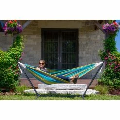 Best deal 😀 Hand Woven Vivere 9 Ft. Sunbrella Double Hammock With Stand ❤️ -Hammocks store detail5VIV084
