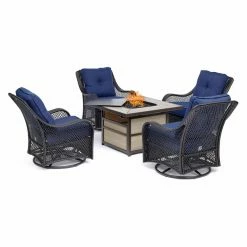 Promo 👍 Conversation Sets Hanover Orleans Wicker Fire Pit Patio Chat Set 🤩 -Hammocks store detail6ALMO1319