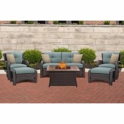 Flash Sale 🤩 Conversation Sets Hanover Strathmere 6 Piece Fire Pit Lounge Set ⭐ -Hammocks store detail6ALMO388