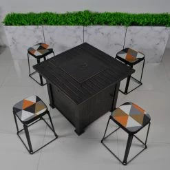 Brand new 💯 Conversation Sets Paradise Cove Designs Cocoa 5 Piece Fire Pit Set With Fabric Seats 🔔 -Hammocks store detail6SUMM178