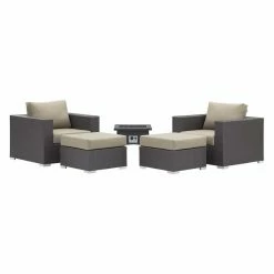 Discount 🧨 Conversation Sets Modway Convene 5 Piece Outdoor Chair And Ottoman Patio Set With Fire Pit 👏 -Hammocks store detailEEI2437