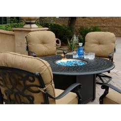 Deals 🎁 Conversation Sets Darlee Santa Monica 5 Piece Swivel Chair Propane Fire Pit Conversation Set 🎉 -Hammocks store detailELIT811