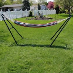 Best deal 🔔 Fabric Sunnydaze Decor Brazilian Hammock With Universal Steel Stand 👏 -Hammocks store detailNETH485