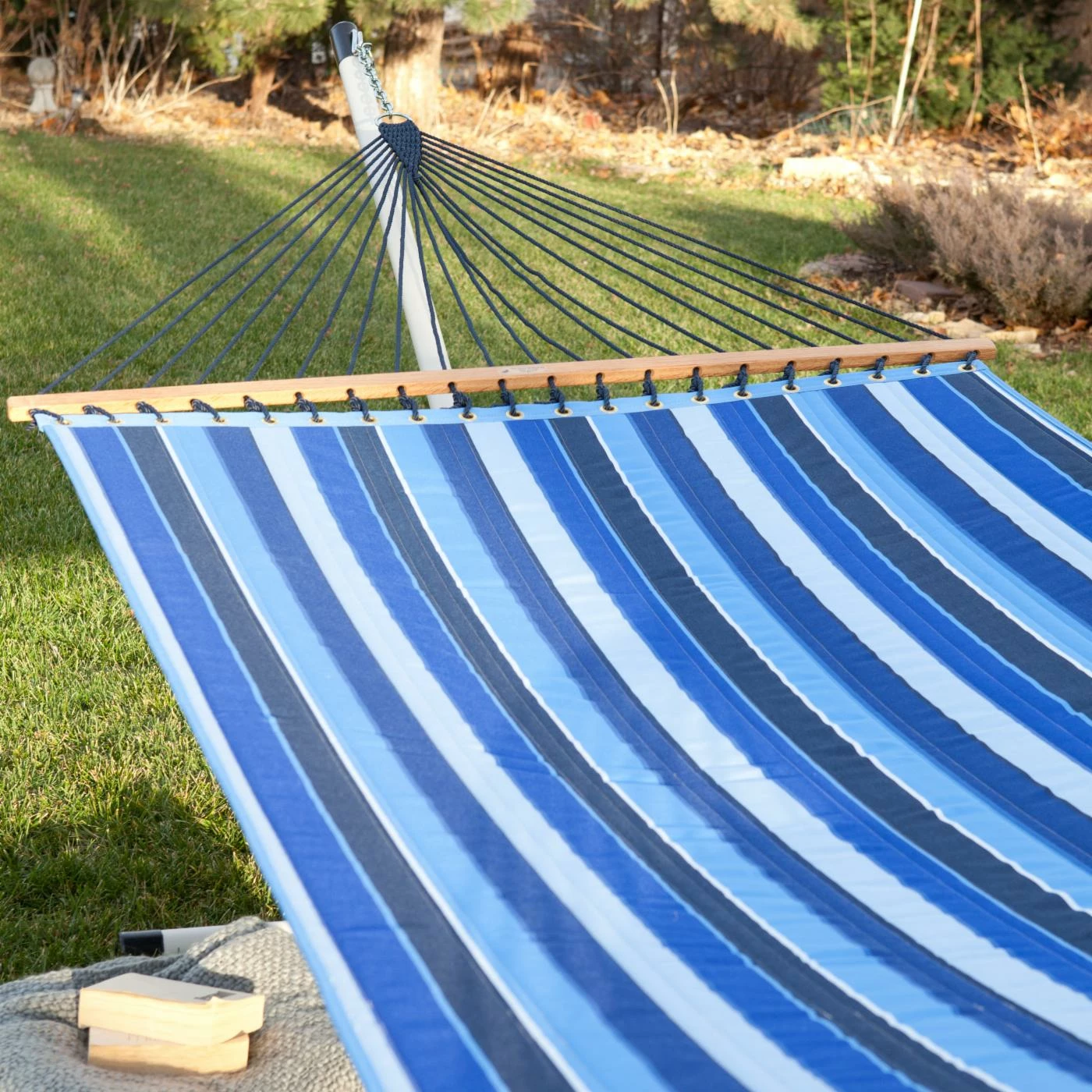 Discount π― Twin Oaks Hammocks Twin Oaks Cobalt Quilted Sunbrella Fabric Double Hammock π 3 Discount π― Twin Oaks Hammocks Twin Oaks Cobalt Quilted Sunbrella Fabric Double Hammock π - Image 3