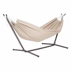 Wholesale 👍 Quilted Vivere Hammocks Dupione Sand Sunbrella Fabric Single Hammock And Stand Set 🎉 -Hammocks store detailVIV011