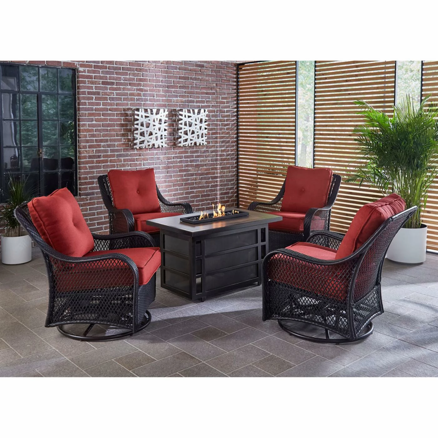 Outlet 🌟 Conversation Sets Hanover Orleans 5 Piece Fire Pit Patio Chat Set 🎉 2 Outlet 🌟 Conversation Sets Hanover Orleans 5 Piece Fire Pit Patio Chat Set 🎉 - Image 2