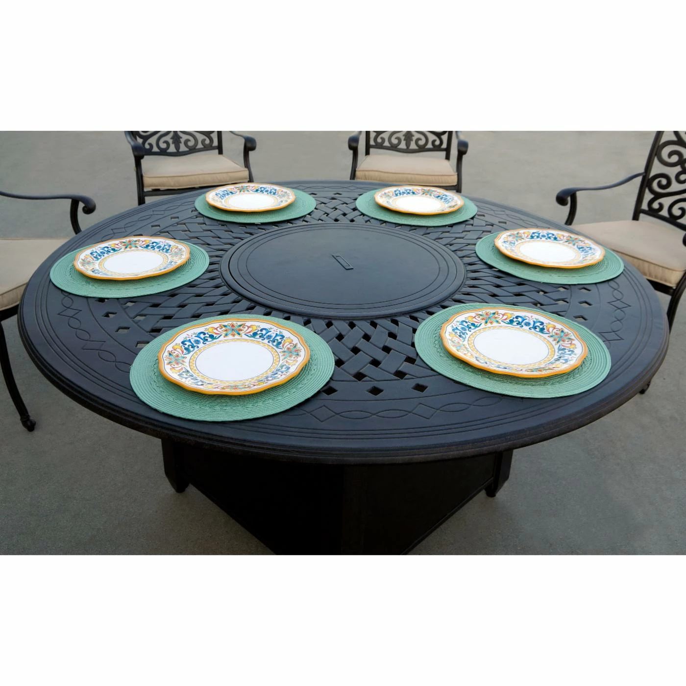 Wholesale ๐ Patio Dining Sets AC Home Brooklyn Cast Aluminum 7 Piece Fire Pit Table Patio Dining Set โจ 2 Wholesale ๐ Patio Dining Sets AC Home Brooklyn Cast Aluminum 7 Piece Fire Pit Table Patio Dining Set โจ - Image 2