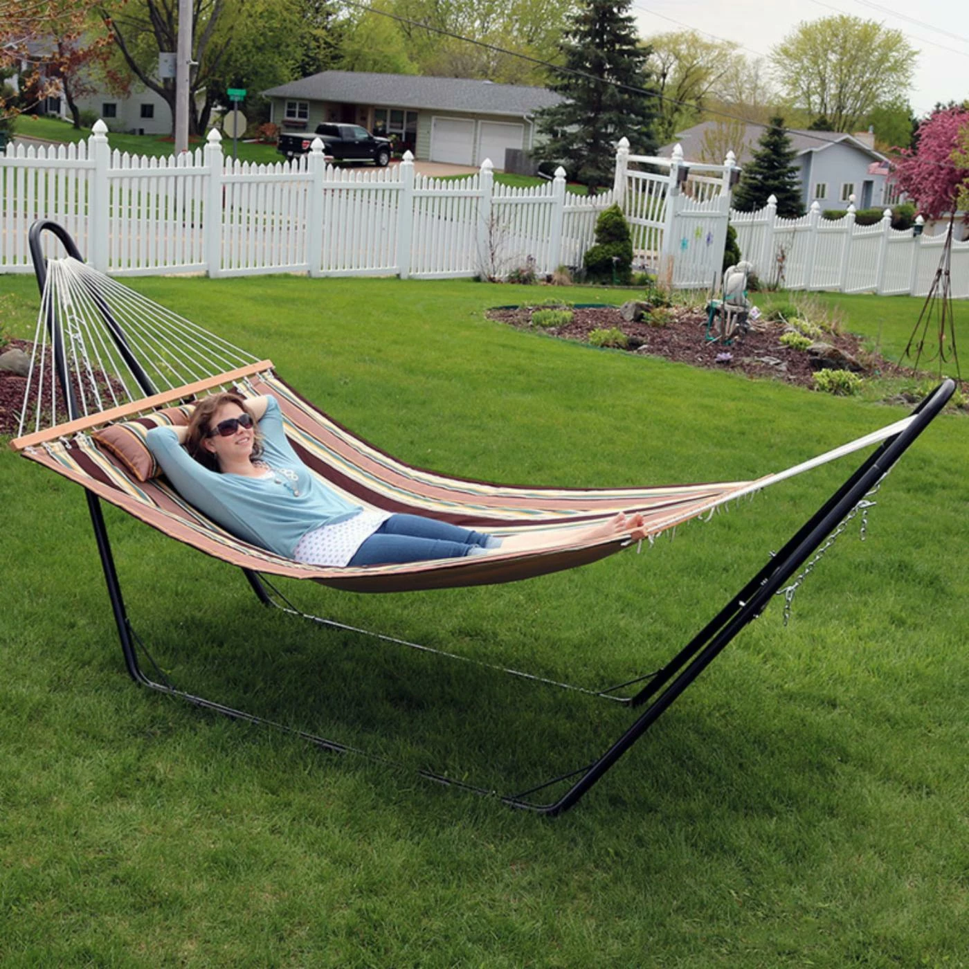 Best reviews of β¨ Sunnydaze Decor Quilted Double Fabric Hammock With Steel Stand π 2 Best reviews of β¨ Sunnydaze Decor Quilted Double Fabric Hammock With Steel Stand π - Image 2