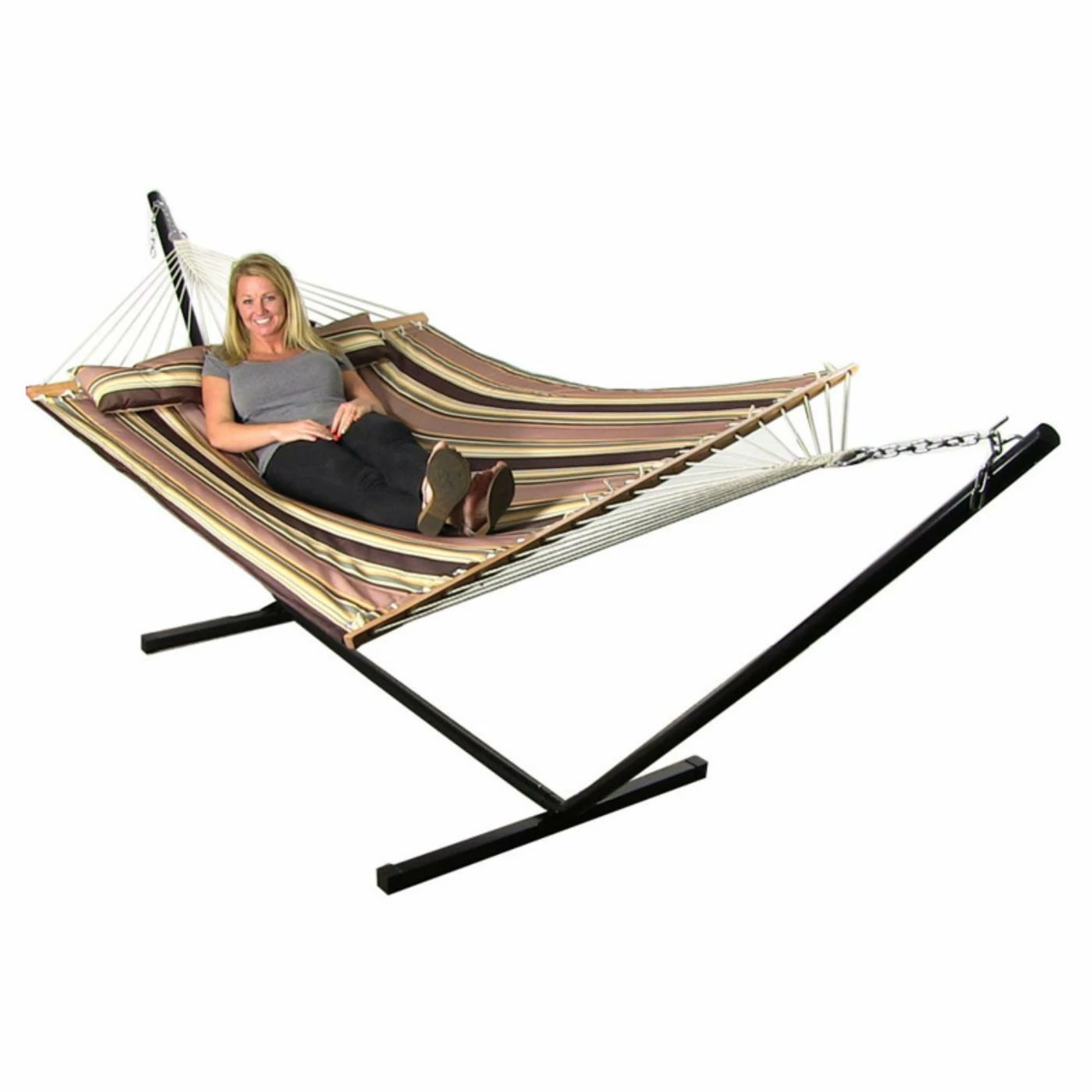 Outlet ๐ Sunnydaze Decor Quilted Fabric 12 Ft. Hammock With Spreader Bar And Stand ๐ 2 Outlet ๐ Sunnydaze Decor Quilted Fabric 12 Ft. Hammock With Spreader Bar And Stand ๐ - Image 2