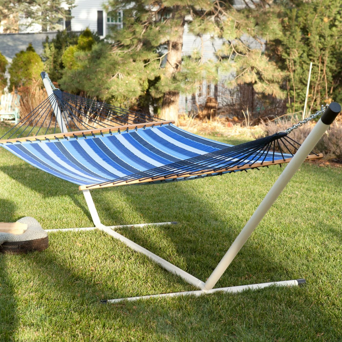Discount π― Twin Oaks Hammocks Twin Oaks Cobalt Quilted Sunbrella Fabric Double Hammock π 2 Discount π― Twin Oaks Hammocks Twin Oaks Cobalt Quilted Sunbrella Fabric Double Hammock π - Image 2