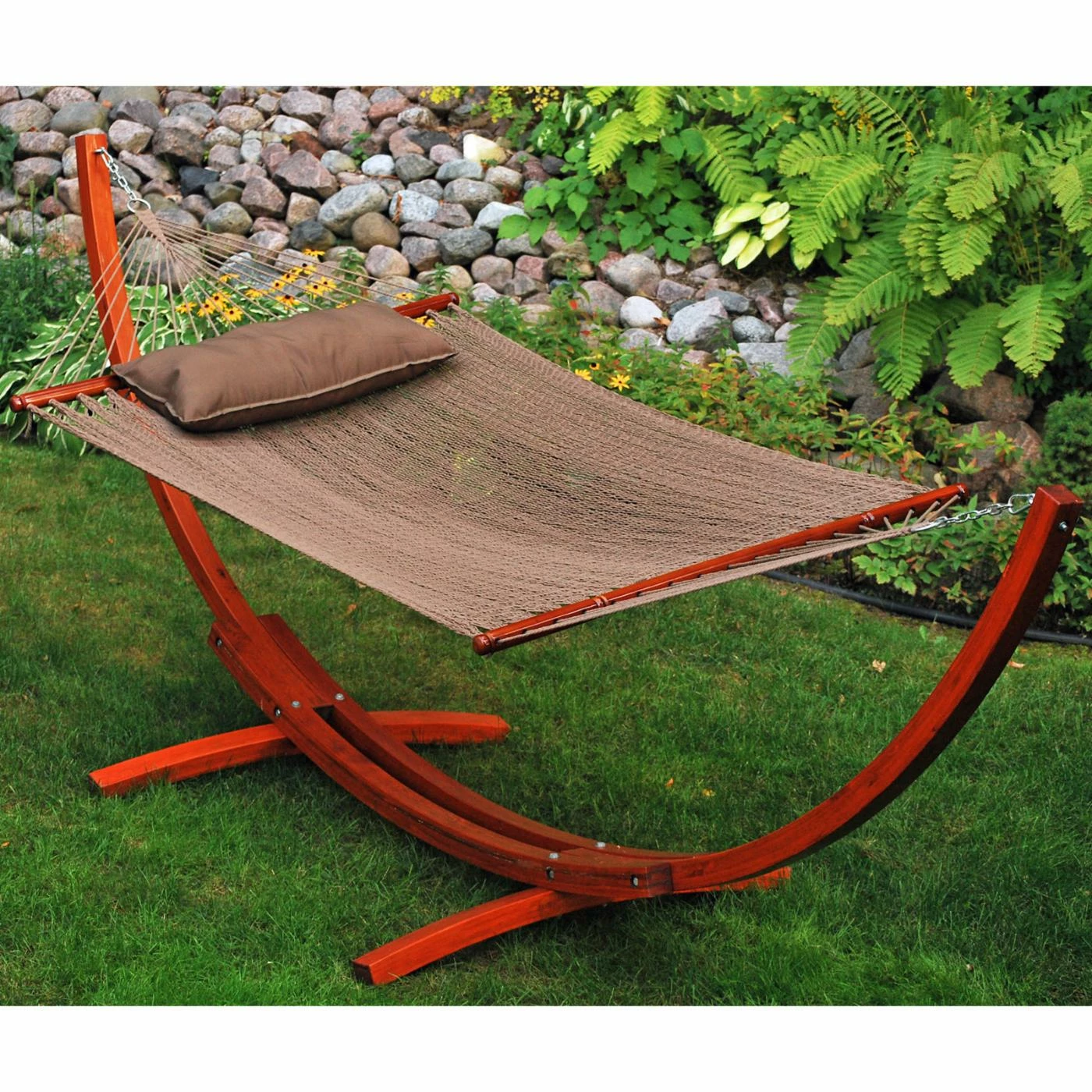 Best Pirce ๐คฉ Rope Algoma 12 Ft. Wooden Arc Stand With Caribbean Hammock And Pillow ๐ 1 Best Pirce ๐คฉ Rope Algoma 12 Ft. Wooden Arc Stand With Caribbean Hammock And Pillow ๐