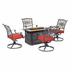 Discount 😀 Conversation Sets Hanover Traditions Aluminum Square Fire Pit Patio Chat Set 😍