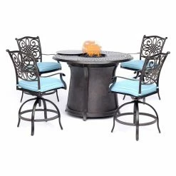 Best Sale 💯 Patio Dining Sets Hanover Traditions Aluminum Fire Pit Patio Dining Set 🥰