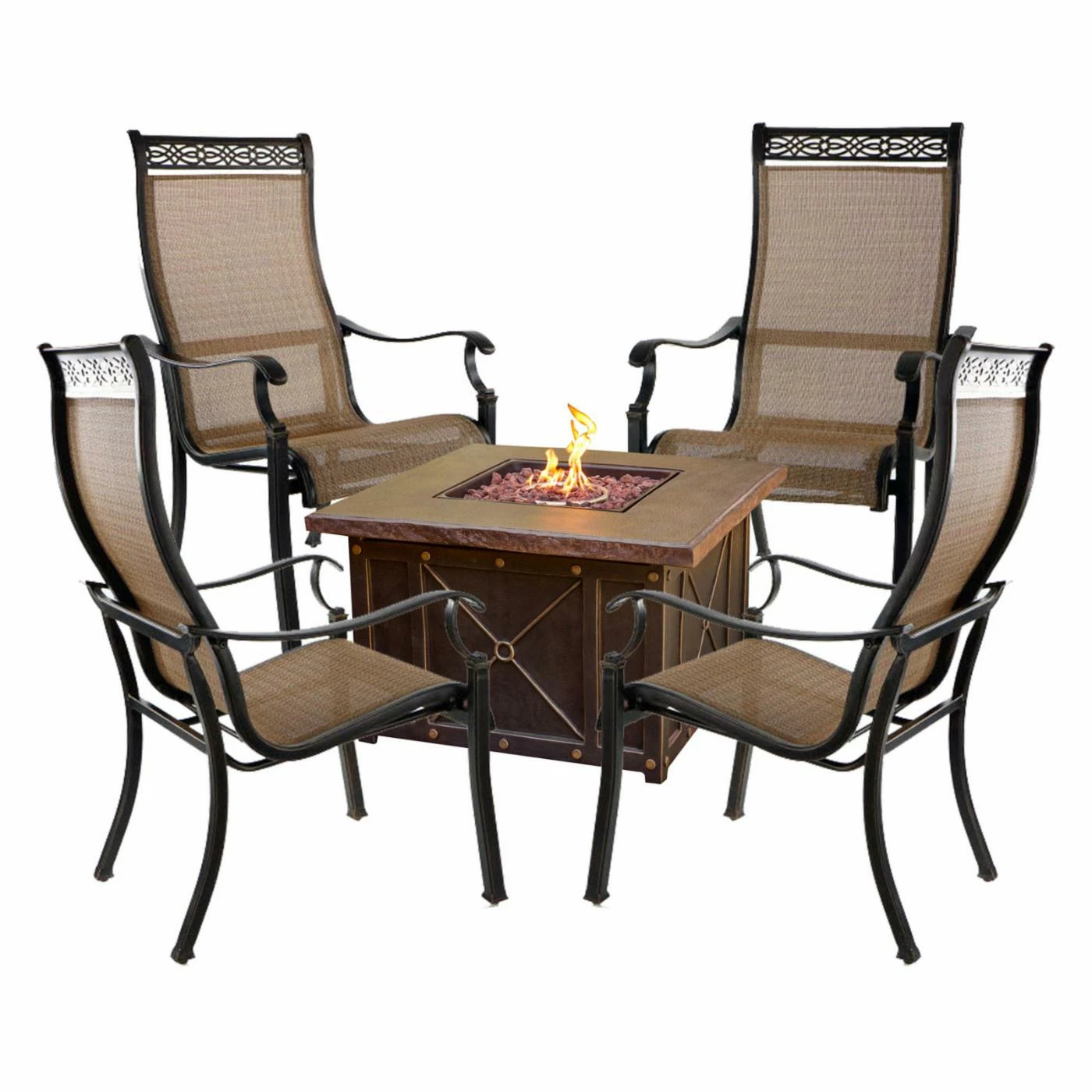 Deals ❤️ Conversation Sets Hanover Monaco Aluminum 5 Piece Fire Pit Chat Set With Durastone Fire Pit 💯 1 Deals ❤️ Conversation Sets Hanover Monaco Aluminum 5 Piece Fire Pit Chat Set With Durastone Fire Pit 💯
