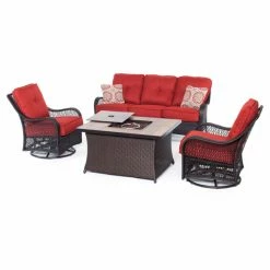 Wholesale 😉 Conversation Sets Hanover Orleans 4 Piece Wicker Fire Pit Conversation Set ✔️