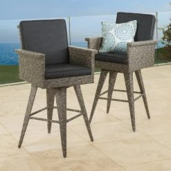 Buy ⌛ Best Selling Home Bar Height Chairs Weymouth Wicker Barstools - Set Of 2 😍