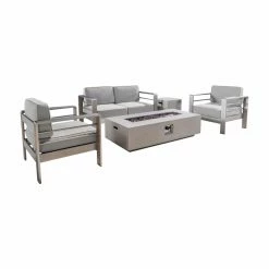 Brand new 🥰 Best Selling Home Conversation Sets Cape Coral Aluminum 5 Piece Fire Pit Patio Conversation Set ❤️