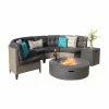 New 😀 Best Selling Home Conversation Sets Navagio Wicker 6 Piece Half Round Fire Pit Patio Set 💯