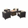 New ⌛ Conversation Sets HN Outdoor Prater Wicker 4 Piece Fire Pit Patio Set 🎁