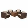 Best Sale ❤️ Best Selling Home Decor Conversation Sets Blessing Outdoor Wicker 4 Seater Swivel Club Chairs With Fire Pit Set 👏