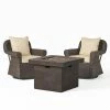 Cheapest ✔️ Best Selling Home Decor Conversation Sets Yamato Outdoor Wicker Swivel Club Chair And Fire Pit Set - 3 Piece Dark Brown - Beige - And Natural 🎉