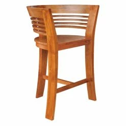 Promo 👏 Arm Chairs Chic Teak Half Moon Waxed Teak Outdoor Barstool 🔥