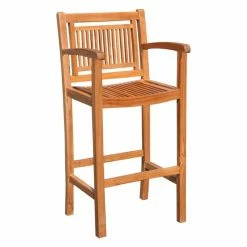 Best Sale 🎉 Arm Chairs Chic Teak Maldives Teak Outdoor Barstool With Arms ⌛