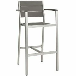 Best reviews of 😉 Bar Height Chairs Modway Shore Aluminum Outdoor Bar Stool - Silver / Gray 🔔