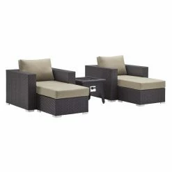 Discount 🧨 Conversation Sets Modway Convene 5 Piece Outdoor Chair And Ottoman Patio Set With Fire Pit 👏