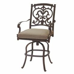 Outlet 🧨 Swivel Chairs Darlee Santa Barbara Swivel Counter Height Patio Bar Stool With Sesame Seat Cushion - Set Of 2 🌟