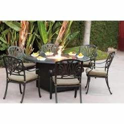 Coupon ⌛ Patio Dining Sets Darlee Elizabeth 7 Piece Aluminum Fire Pit Patio Set 👏