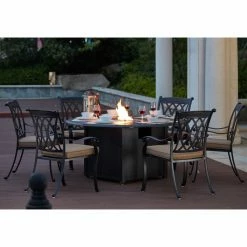 Best reviews of ๐ Patio Dining Sets Darlee Capri 7 Piece Aluminum Round Fire Pit Patio Dining Set ๐งจ