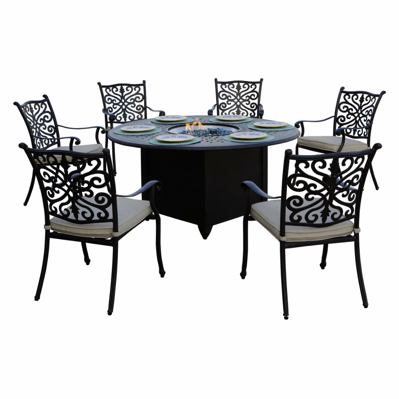 Wholesale ๐ Patio Dining Sets AC Home Brooklyn Cast Aluminum 7 Piece Fire Pit Table Patio Dining Set โจ 1 Wholesale ๐ Patio Dining Sets AC Home Brooklyn Cast Aluminum 7 Piece Fire Pit Table Patio Dining Set โจ