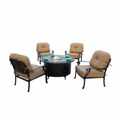 Buy โค๏ธ Conversation Sets Darlee Elisabeth 5 Piece Club Chair Propane Fire Pit Conversation Set ๐