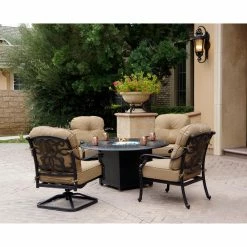 New 🥰 Conversation Sets Darlee Santa Monica 5 Piece Club And Swivel Chair Propane Fire Pit Conversation Set 😍