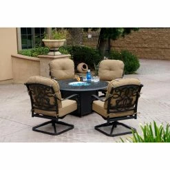 Deals 🎁 Conversation Sets Darlee Santa Monica 5 Piece Swivel Chair Propane Fire Pit Conversation Set 🎉