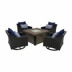 Hot Sale โ Conversation Sets RST Brands Deco Resin Wicker 5 Piece Motion Fire Pit Patio Conversation Set ๐งจ