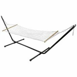 Budget 🔔 Fabric Northlight 78 In. Lattice Macramé Rope Spreader Bar Hammock 😍