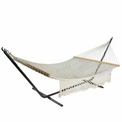 Deals ⭐ Fabric Northlight 74 In. Lattice Macrame Wooden Spreader Bars Rope Hammock 😍