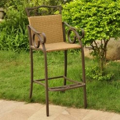 New ⌛ Bar Height Chairs International Caravan Valencia Bar Height Wicker Resin Patio Chair - Set Of 2 🌟